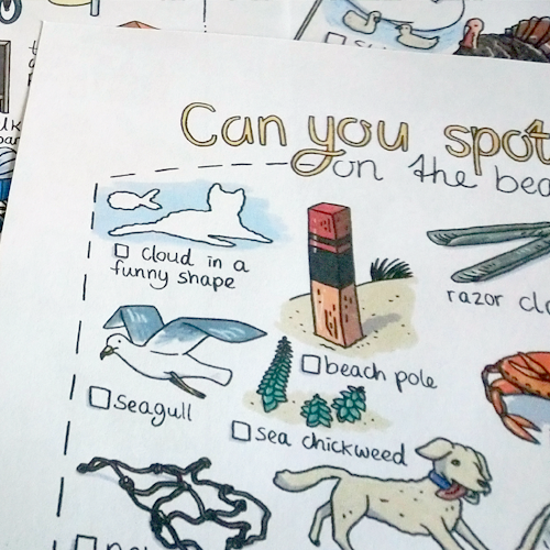 Spot these on the beach - scavenger hunt printable