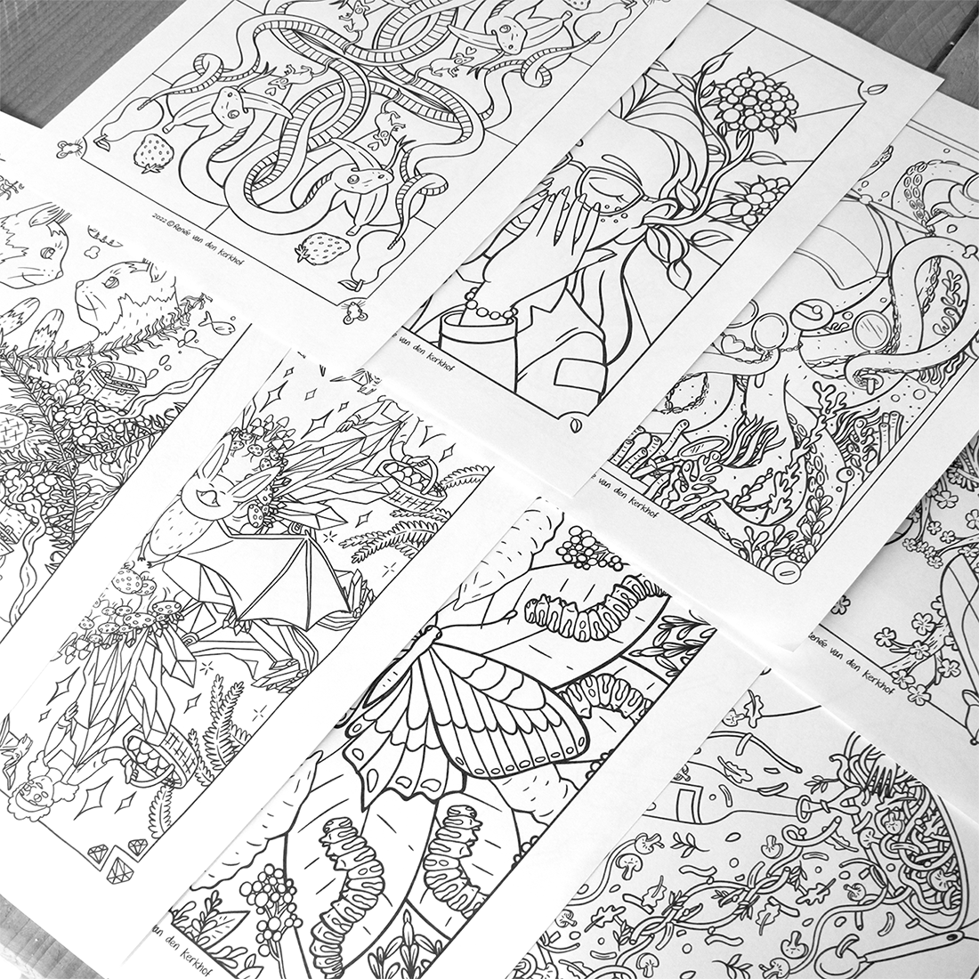 Symmetrical coloring pages - printable (bundle of 8)