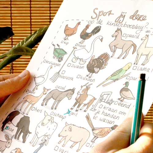 Spot jij deze op de kinderboerderij? - speurtocht printable