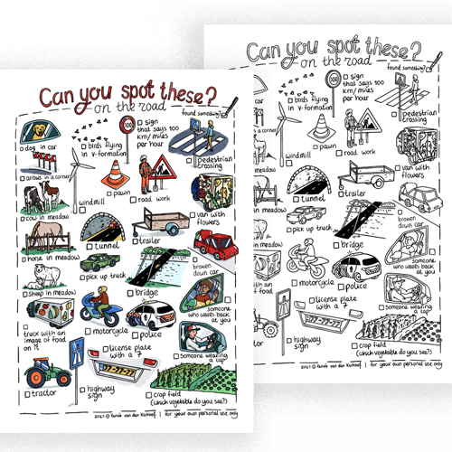 Spot these on the road - scavenger hunt printable