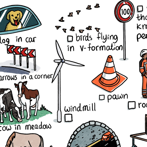 Spot these on the road - scavenger hunt printable
