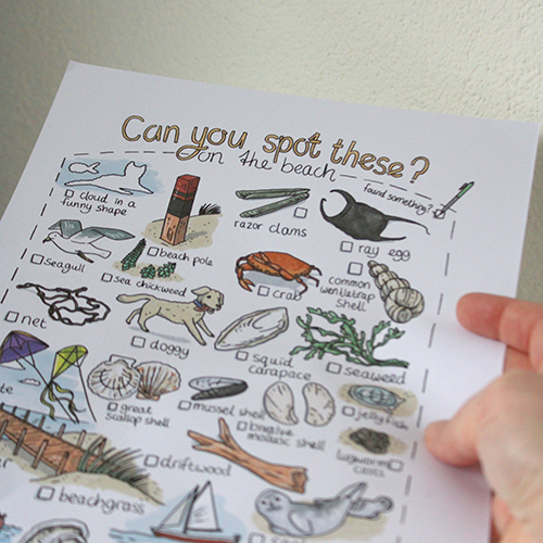 Spot these on the beach - scavenger hunt printable
