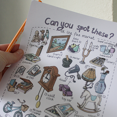 Spot these at the flea market - scavenger hunt printable
