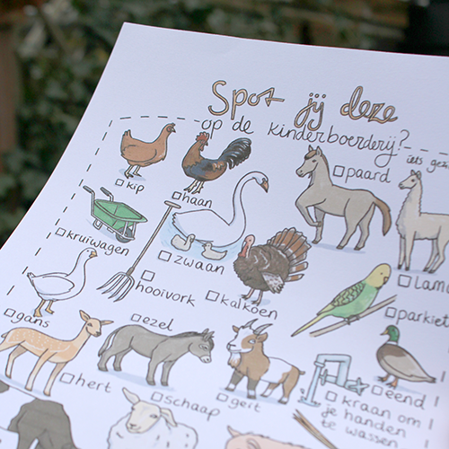 Spot jij deze op de kinderboerderij? - speurtocht printable