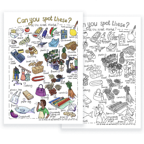 Spot these at the street market - scavenger hunt printable