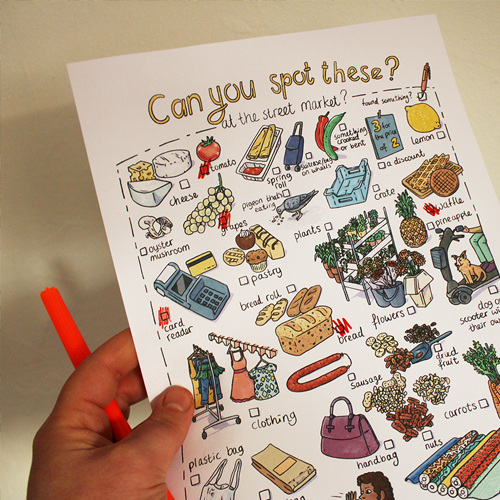 Spot these at the street market - scavenger hunt printable