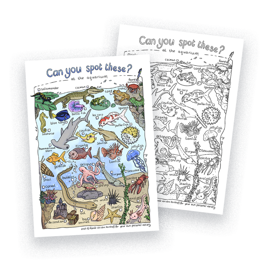 Spot these at the aquarium - scavenger hunt printable