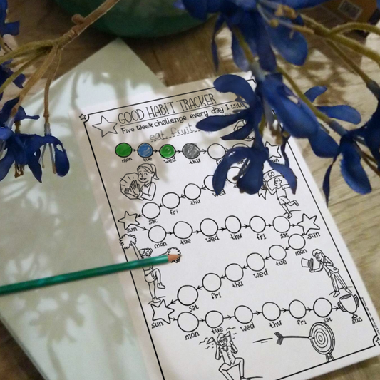 Track your good habits - printable (bundle of 11 coloring pages for adults)