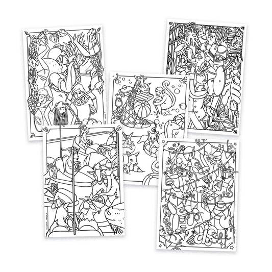 Happy, joyful coloring pages - printable (bundle of 5)