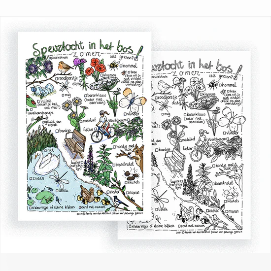 Wandeling in het bos - zomer - speurtocht printable