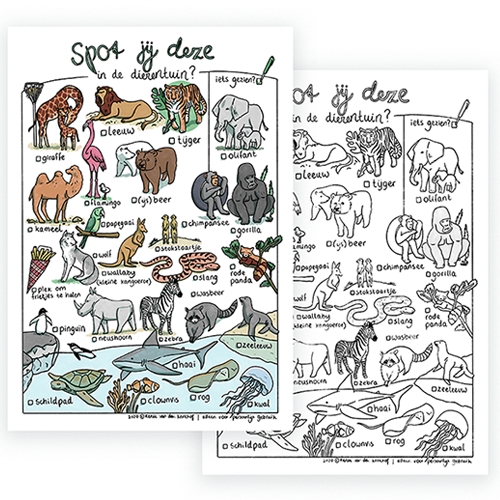 Spot jij deze in de dierentuin? - speurtocht printable