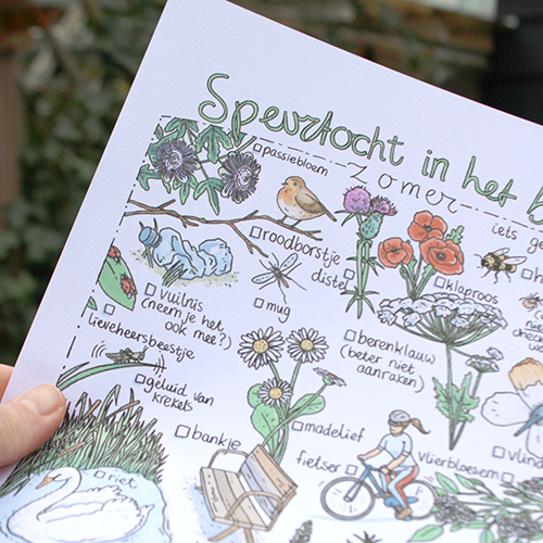 Wandeling in het bos - zomer - speurtocht printable