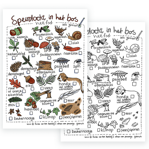 Wandeling in het bos - herfst - speurtocht printable